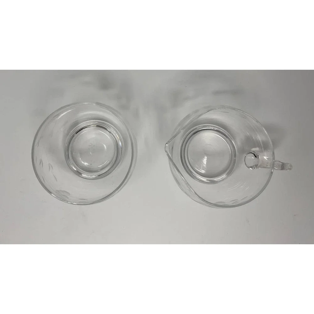 Princess House Etched‎ Creamer and Open Sugar Bowl Set Heritage Pattern